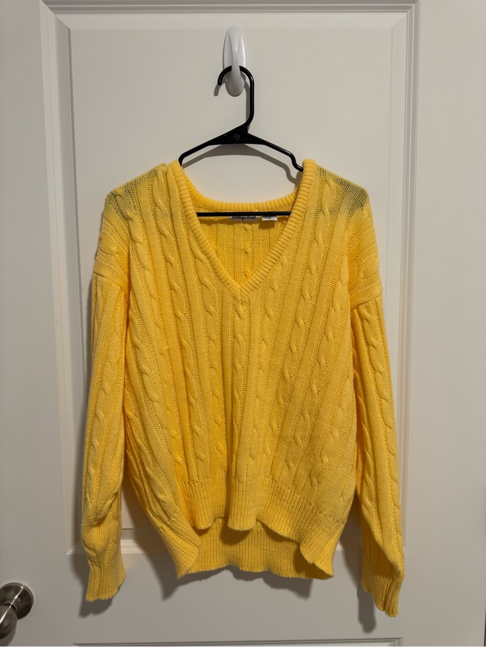 VINTAGE Yellow V-Neck Cable Knit Sweater - Women's